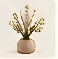 Dried flowers in a stone vase