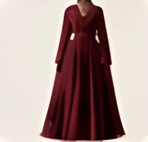 Burgundy chiffon evening dress