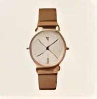 Gold watch with leather strap